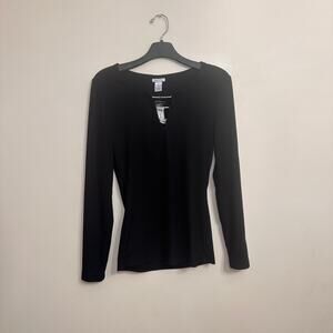 Rue21 Black Ribbed Rhinestone Detail Top Medium NWT